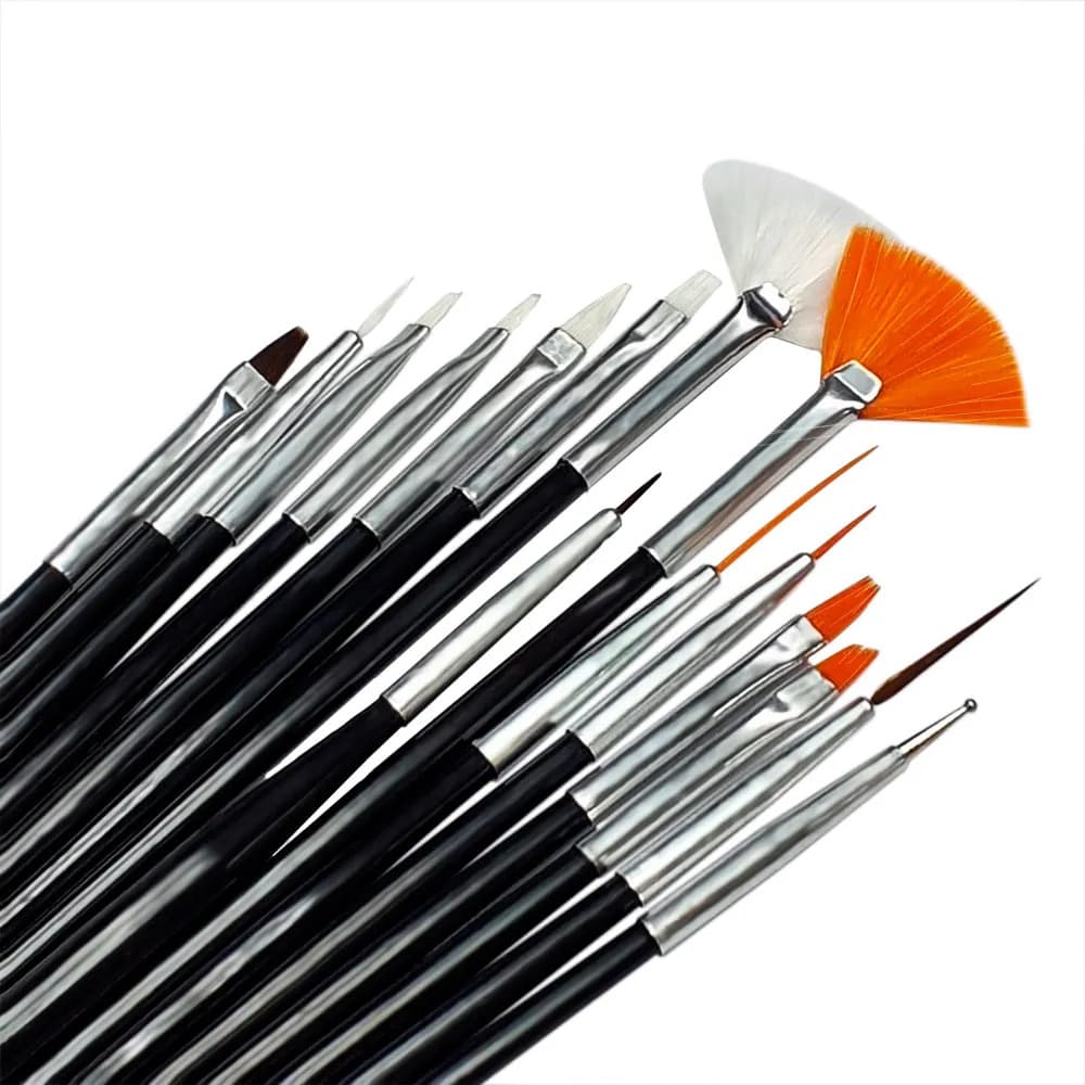 Kit 15 Pinceis Pincel Estojo Profissional Unhas Artistica