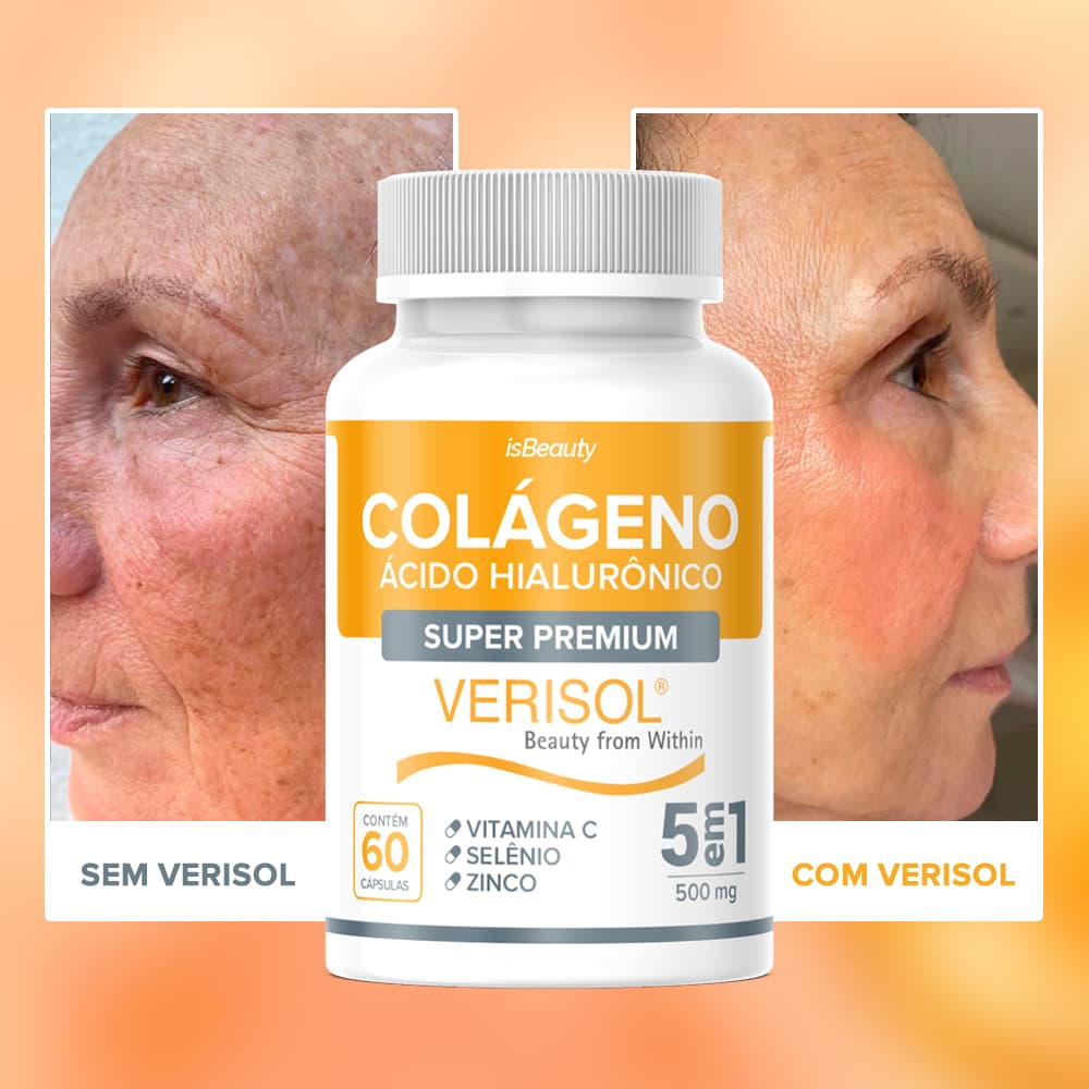 Colágeno Hidrolisado Verisol Premium Original com Vitamina C - 60 Cápsulas - Envio Rápido