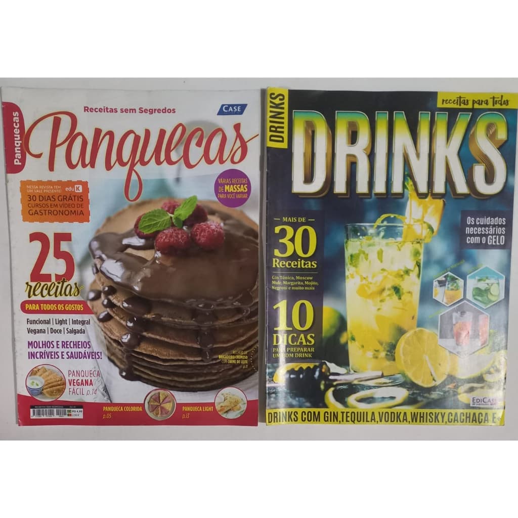 Kit 2 Revistas - DRINKS mais de 30 Receitas  e PANQUECAS 25 Receitas