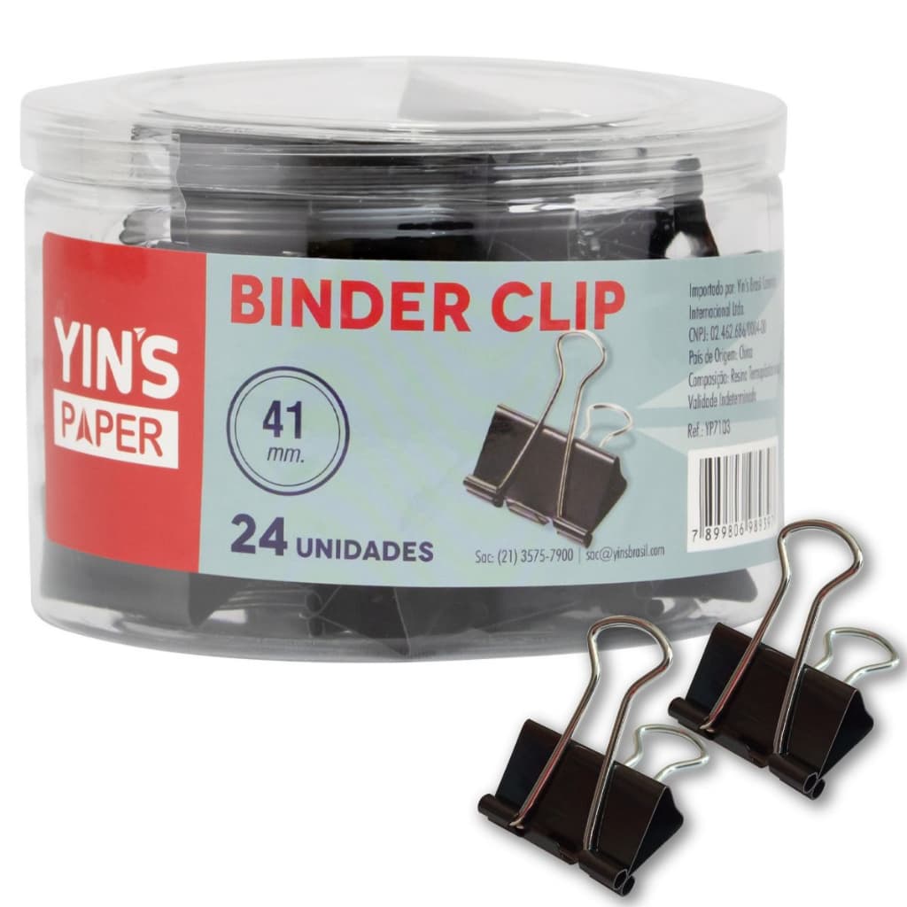 Prendedor De Papel Binder Clip 41 Mm Caixa Com 24 Unidades