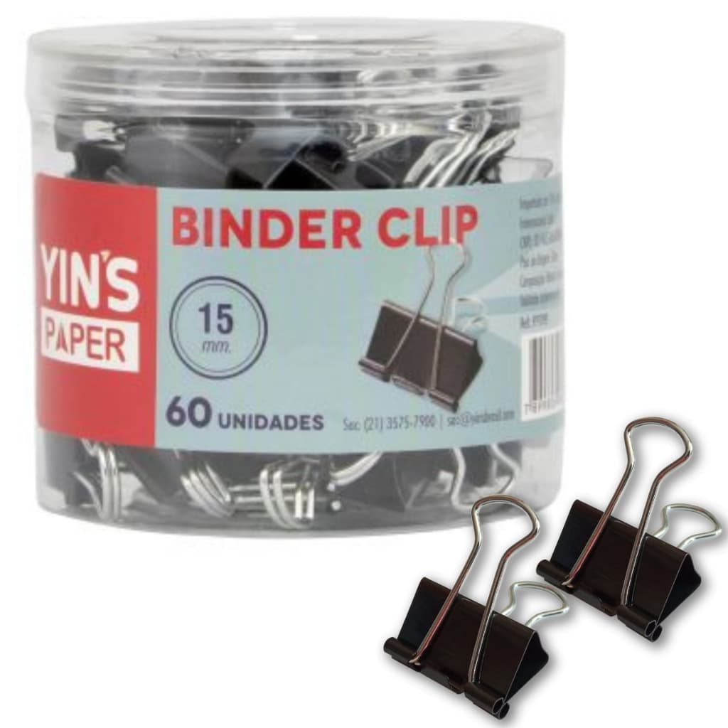 Prendedor De Papel Binder Clip 15 mm Pote Com 60 Unidades