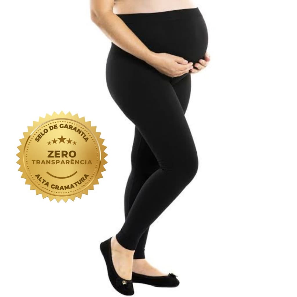Calça Legging Gestante Maternidade Gravida Preto Cós Alto Confortável Gestação Feminina