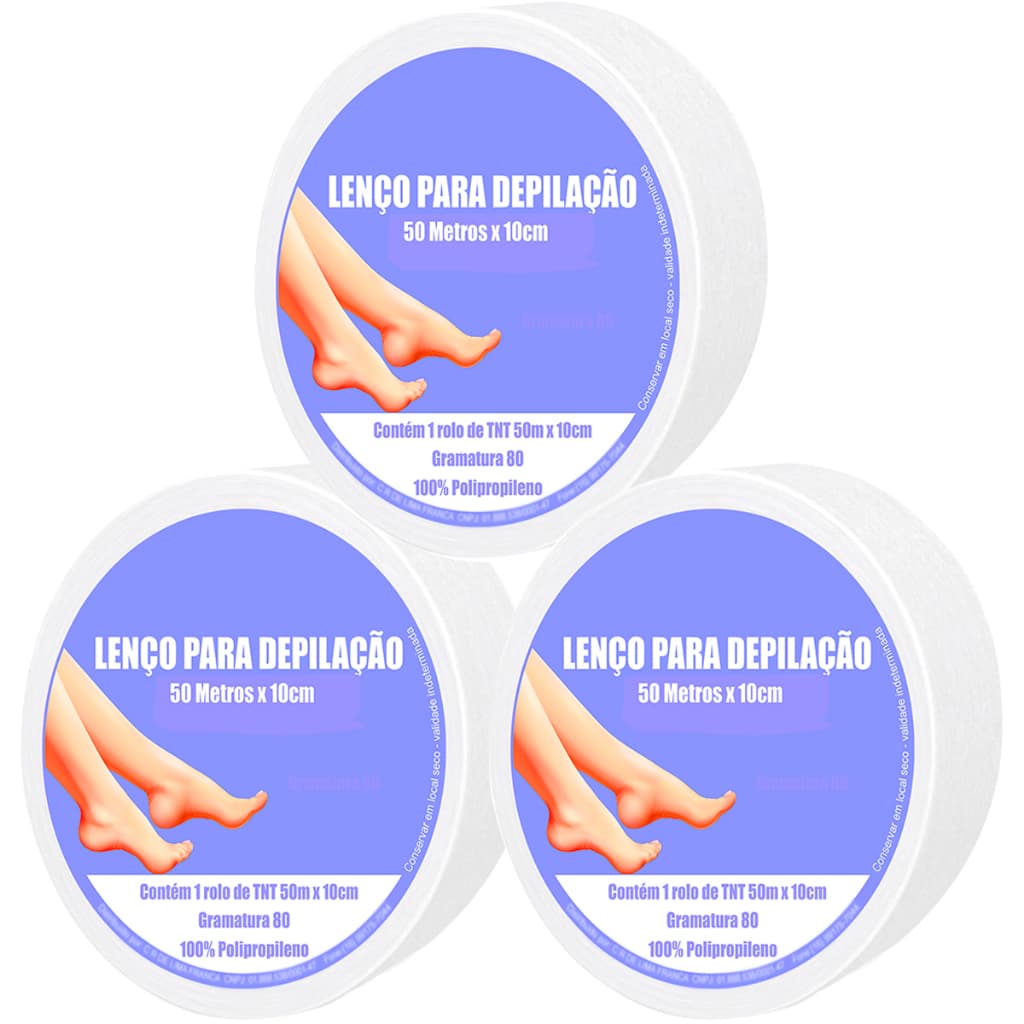 Tnt Para Depilação - Kit 3 Rolos De 50mts X 10cm