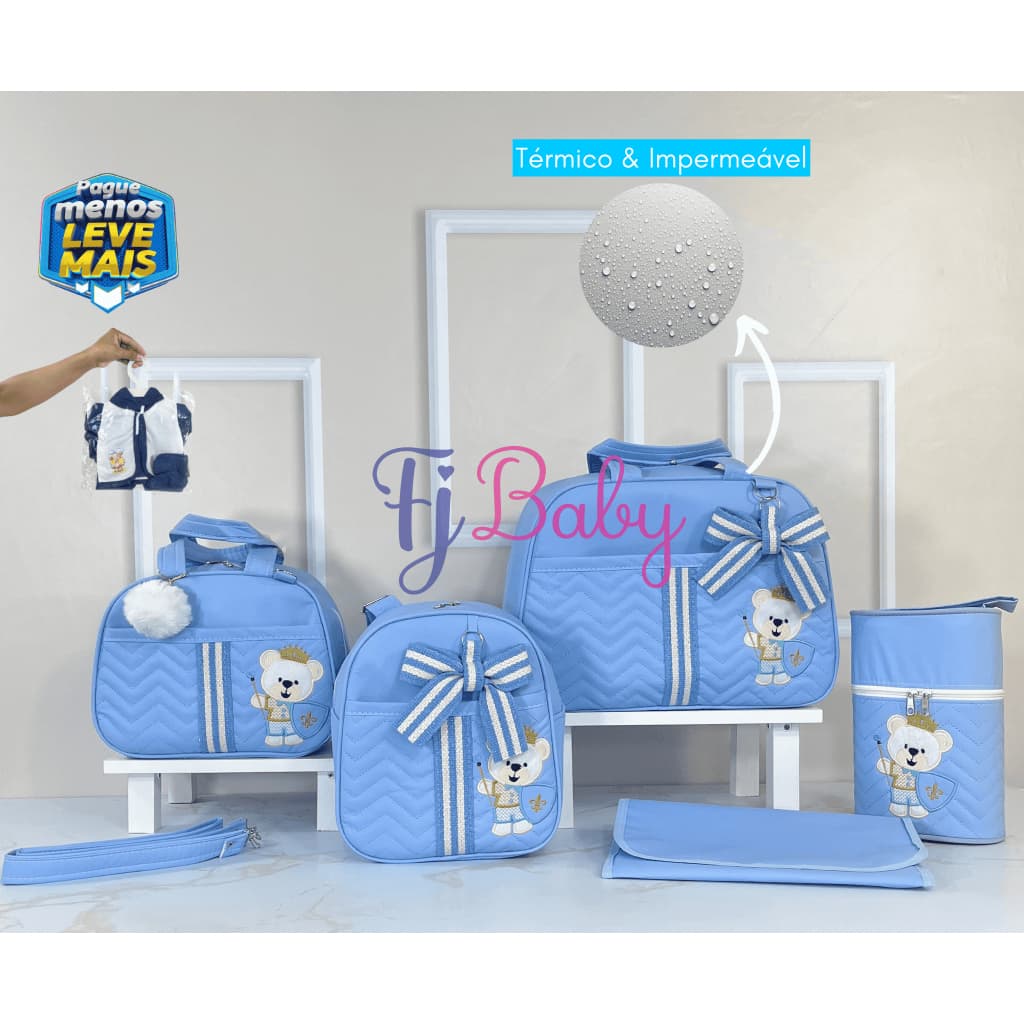 Kit Completo 5 peças Escudo Bolsa Maternidade Menino/Menina  com Mochila