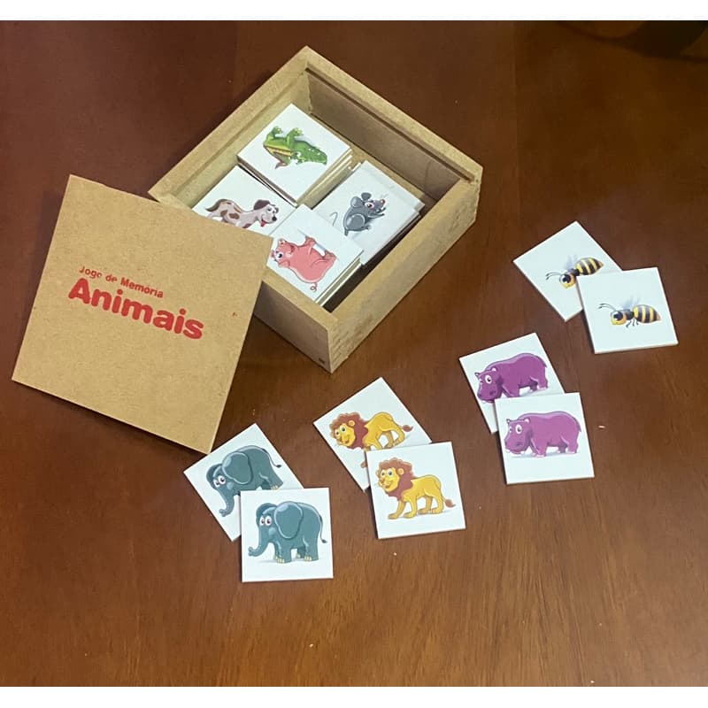 Jogo da Memória em MDF Ótimo para estimular a memória, contendo 20 pares