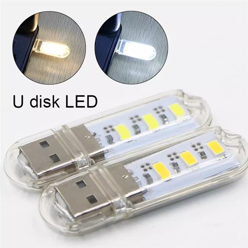 Mini Lâmpada Led Noturna Portátil Usb 3 Led  De Leitura De Mesa