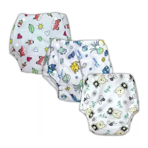 Calça Enxuta Fralda Plástica Ecológica Reutilizavel Kit Com 3