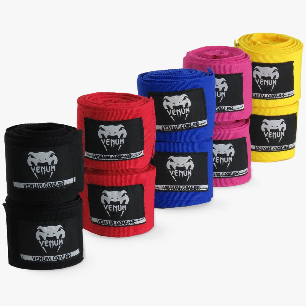 Bandagem de Boxe 4 Metros Venum Treinos Muay Thai Artes Marciais Fechamento por Velcro
