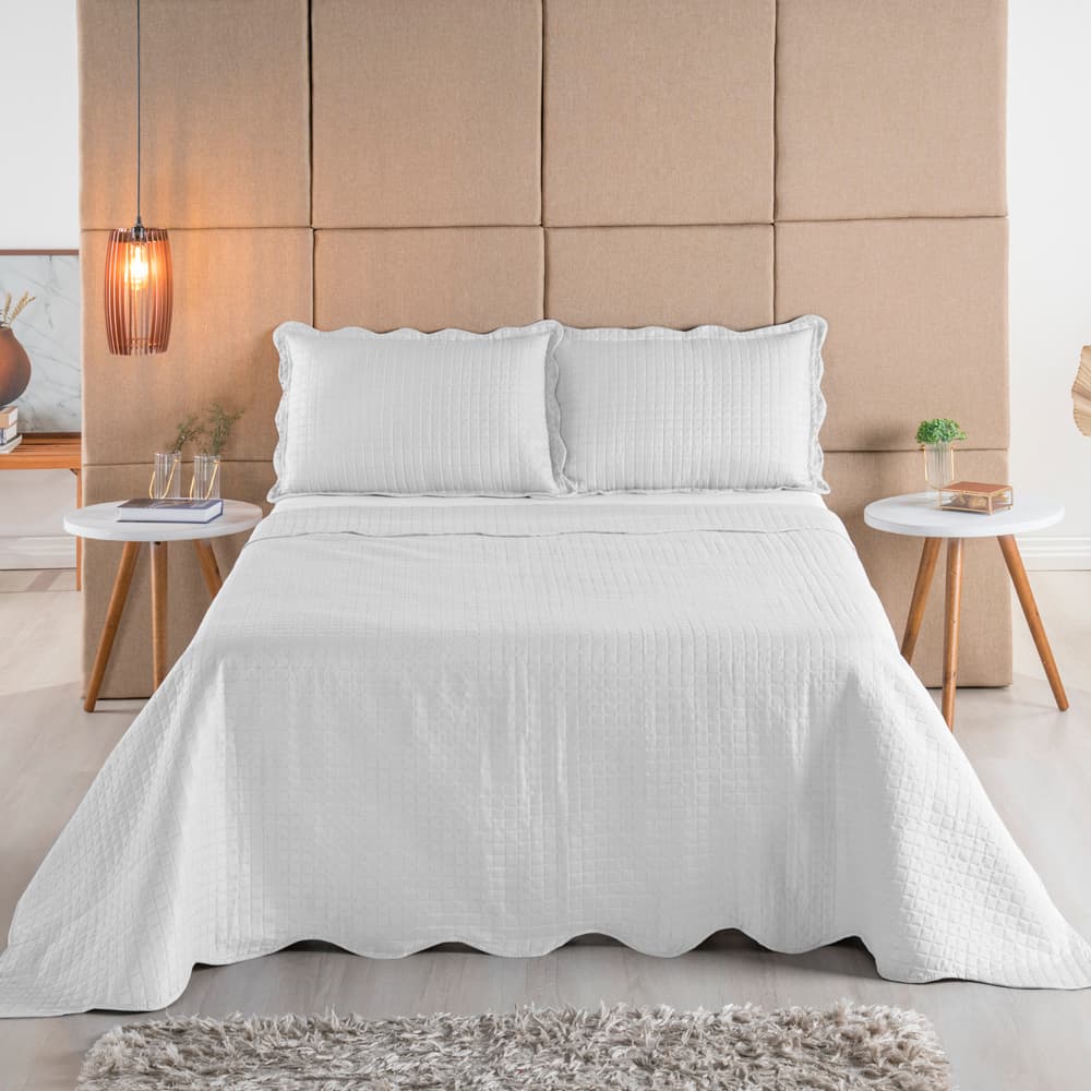 Kit Cobre Leito Colcha Solteiro Casal Queen King 3 e 2 Peças Dupla Face Micro Percal 150 Fios Matelado Pastilhas