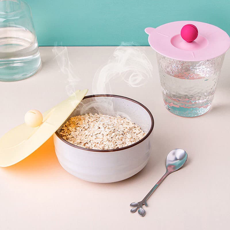 AB-Tampa Copo Silicone Grau Alimentos Caneca à prova de poeira /Tampa com Grampo / Colher Selada Caneca de Café Tampa