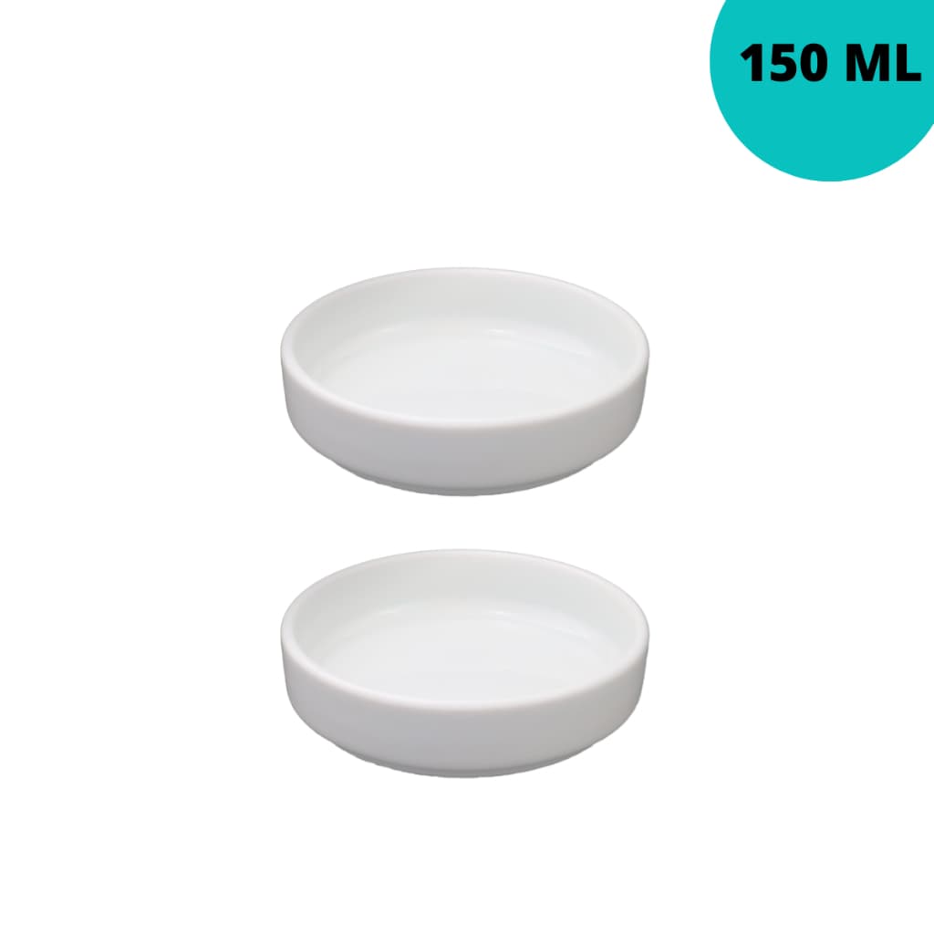 2 Comedouros Pequeno Médio Grande Porcelana Branca 150 ML 330 ML 400 ML