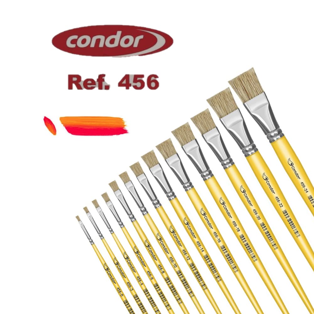 Kit 6 Pinceis Artisticos de Ponta Chata Condor Pintura em Tecido Tela Cerâmicas Estampas Tintas