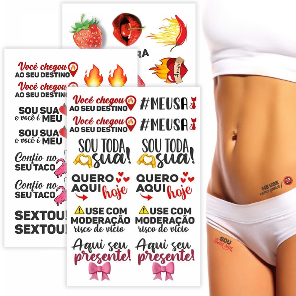 44 Tatuagens Temporárias Intima Pós Depilação - Tatuagem Fake