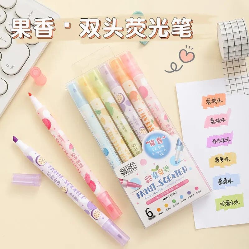 Marca Texto Ponta Dupla Com Cheirinho de Frutas (FRUIT-SCENDET) /Escritório/Escolar