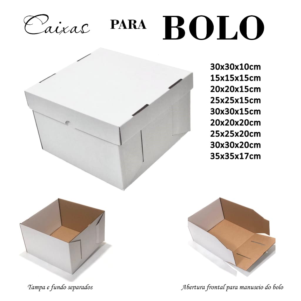 10 Caixas para Bolo Alta Resistente Abertura Frontal  09 tamanhos