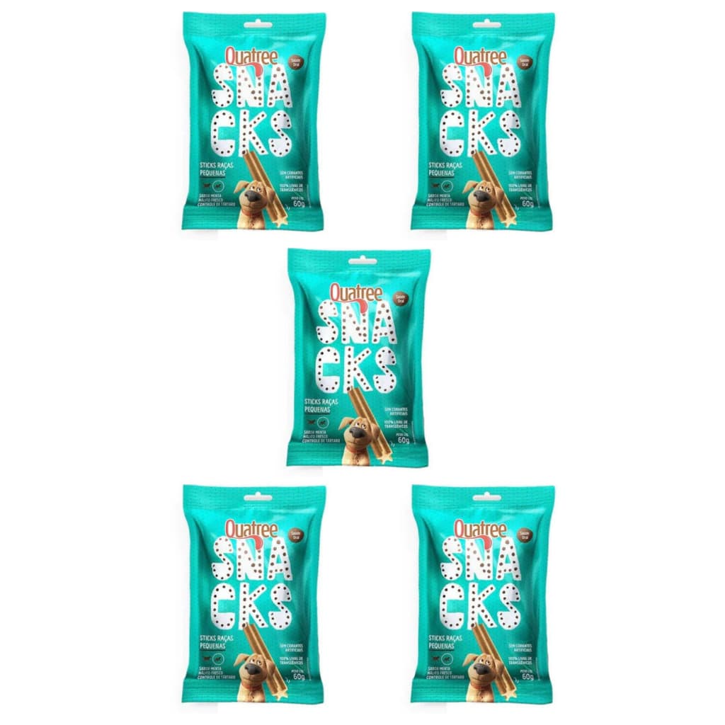Kit 5 Petisco Quatree Snacks Cães Sticks 60 Gr