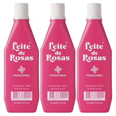 kit c/3 Leite de Rosas Tradicional 170ml - Limpeza Corporal