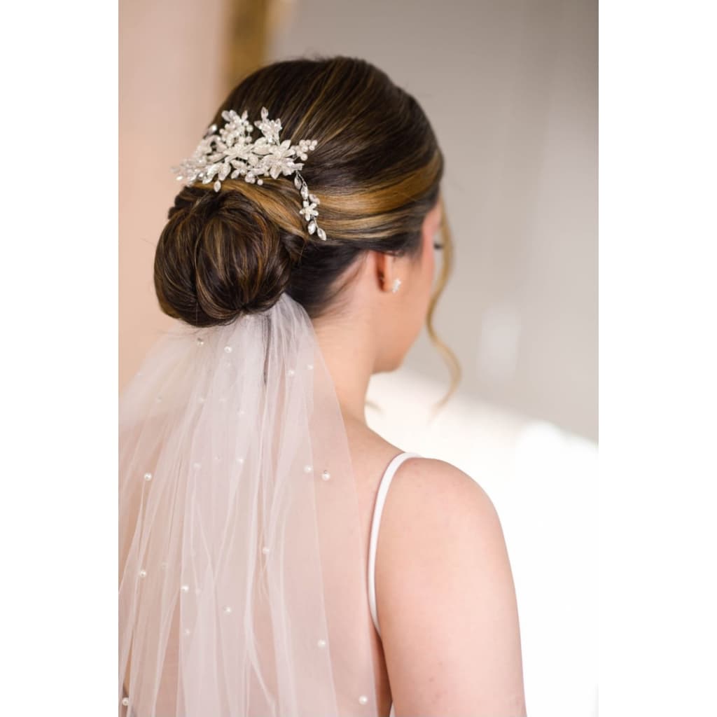 Véu de Noiva Pérola Delicado Noiva Longo com Pente Vp14