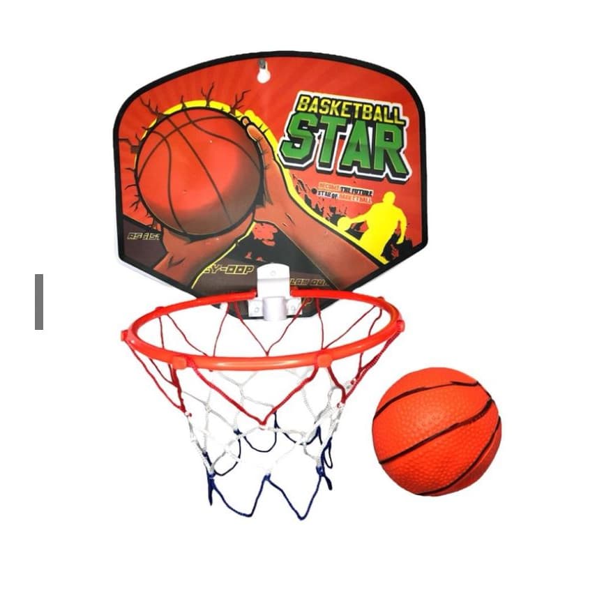 Kit de Basquete Infantil - Bola + Rede + Cesta e Suporte para parede