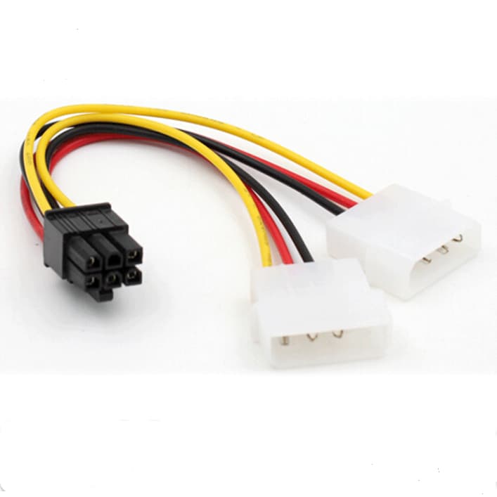 Cabo Adaptador Molex Duplo Para Pcie 6Pinos Para Alimentar Placa Gráfica De Vídeo Gpu
