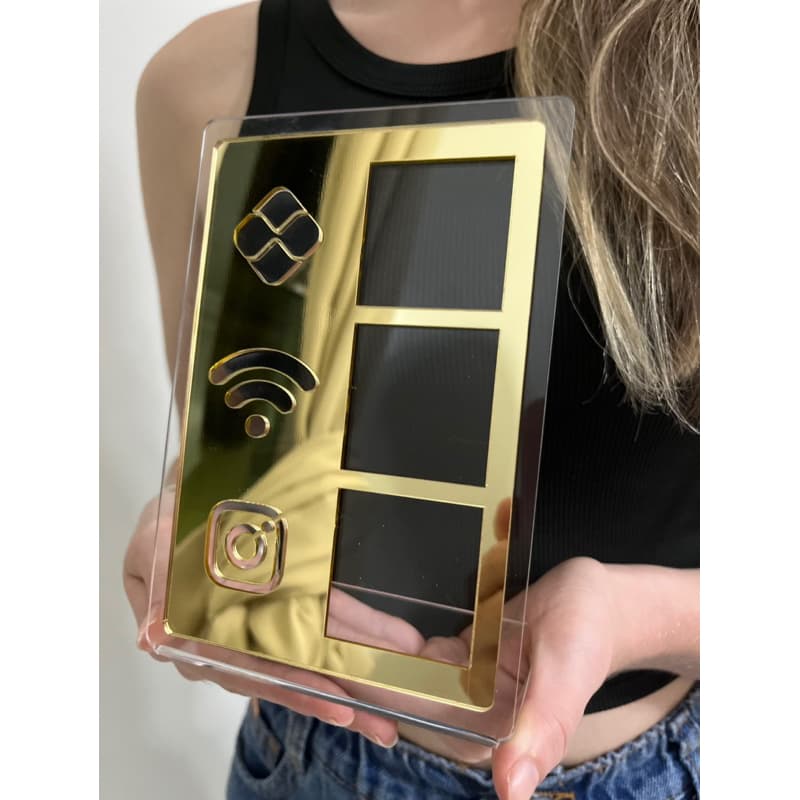 Placa Pix Display Mesa Balcão - PIX, WI-FI e INSTAGRAM - MODERNO