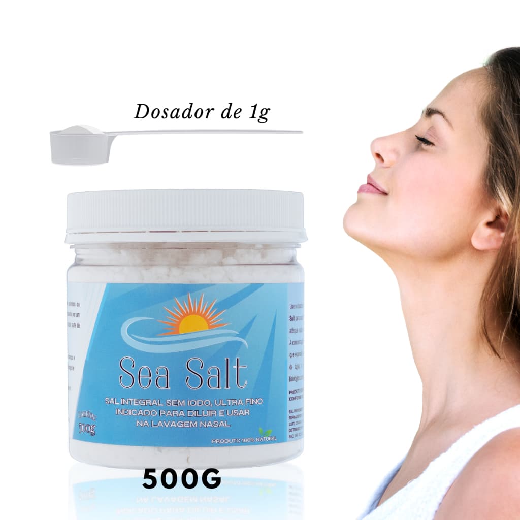 Sal Para Lavagem Nasal 500g Sem Iodo Com Colher Dosadora