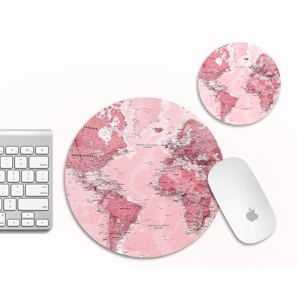 Mouse Pad Plano Mapas + Porta copo