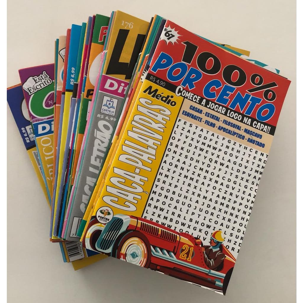 Kit 7 Revistas CAÇA PALAVRAS s/ Repetição Passatempo CAÇA PALAVRAS Letrão Bíblico e Tamanho Padrão...Nos níveis : F M D