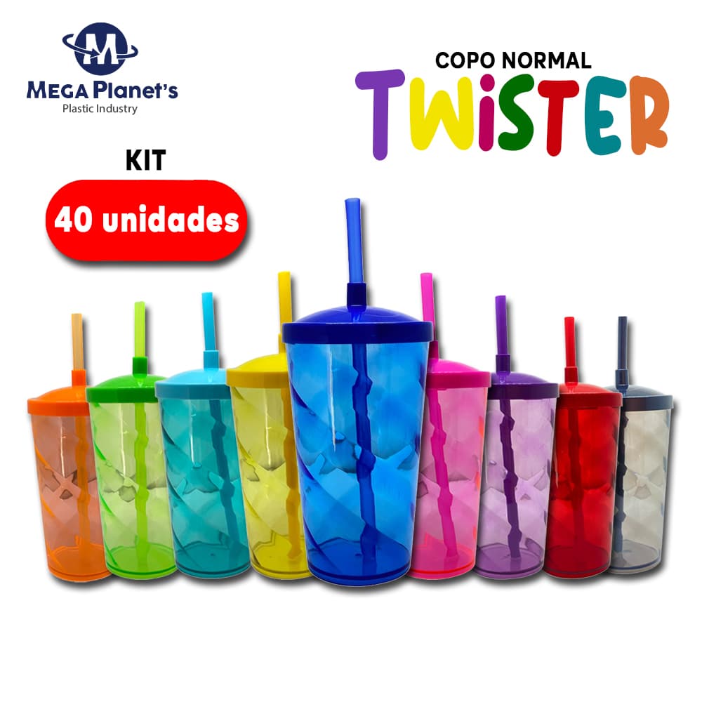 KIT 40 COPOS TWISTER 500ml TAMPA NORMAL | Ideal para Drinks e Festas | Aniversários | Casamentos | Chá de Bebê