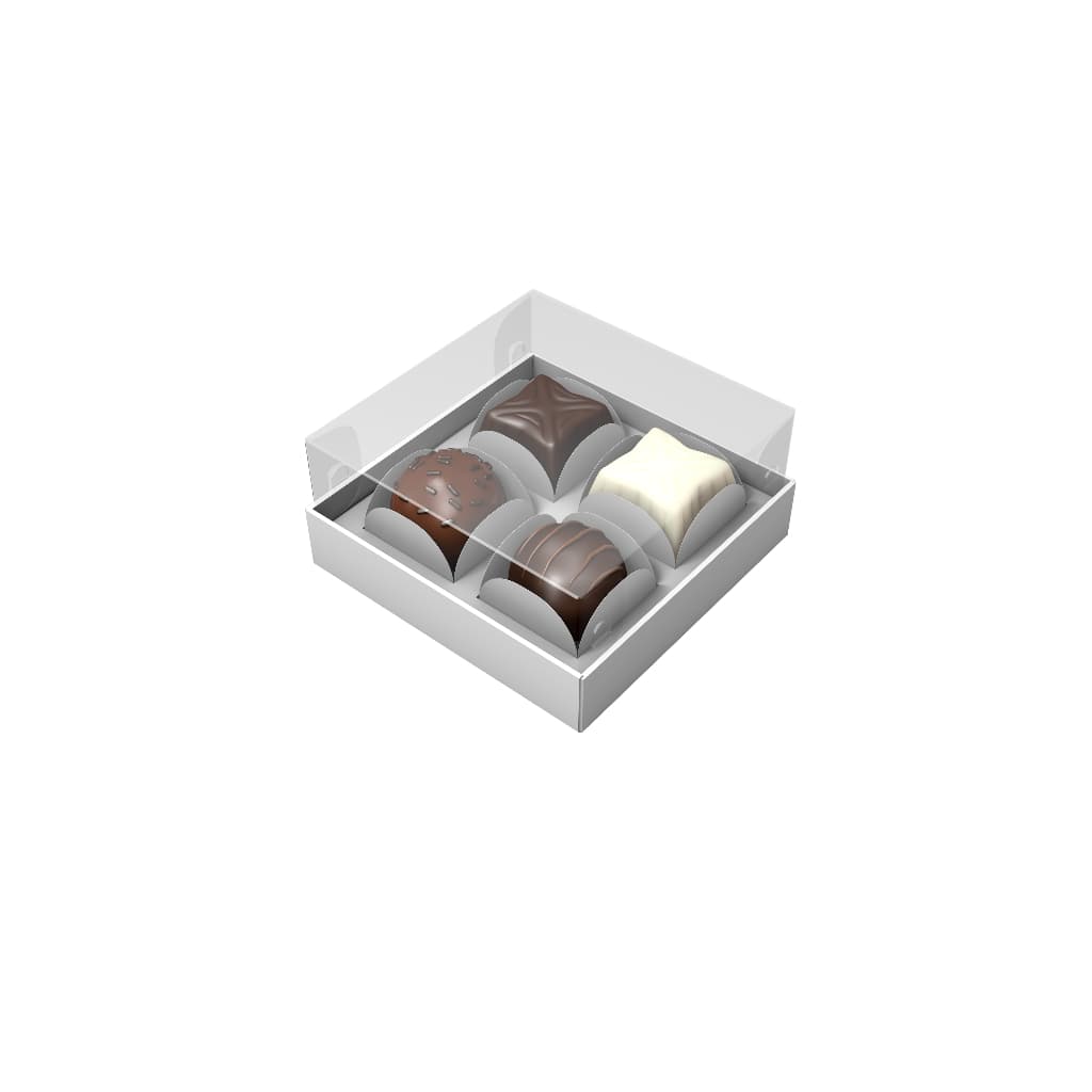 10 Caixas Brigadeiro Gourmet para 4 doces Branco ou Kraft 10x10x4cm