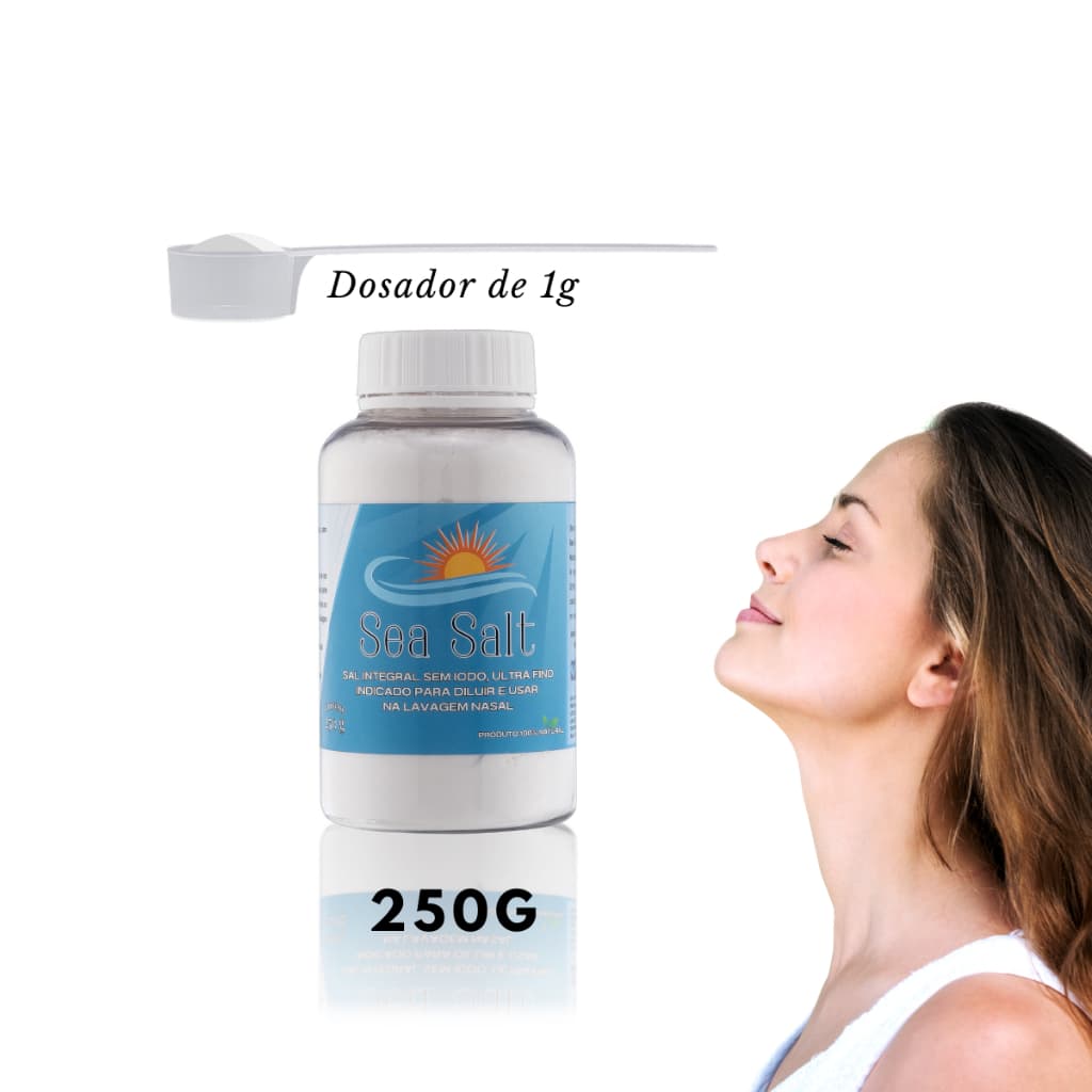 Sal Para Lavagem Nasal 250 g Sem Iodo Com Colher Dosadora