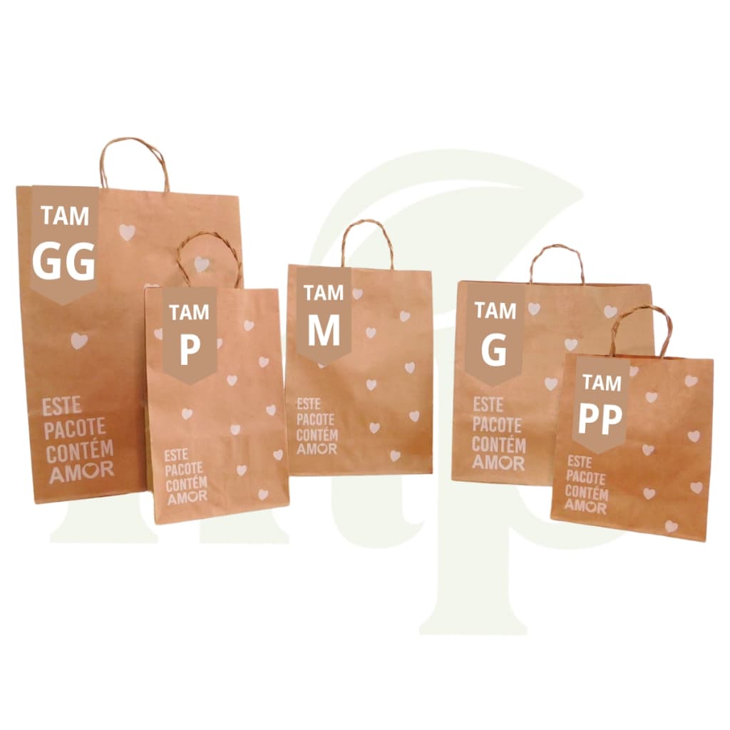 Sacola Kraft Personalizada Coração (BRANCO) - 50 Unidades