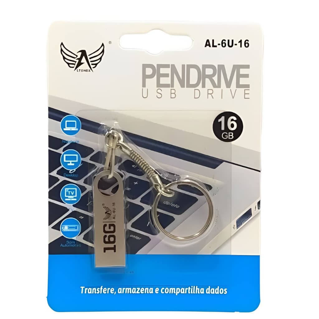 Chaveiro Pendrive 8GB 16GB 32GB e 64GB (Lee Home)