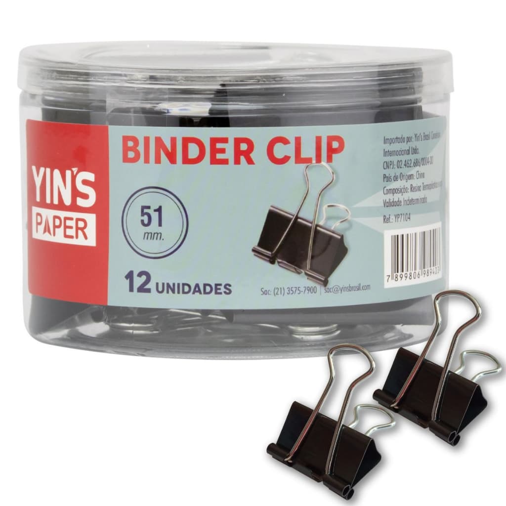 Prendedor De Papel Binder Clip 51 mm Caixa Com 12 Unidades