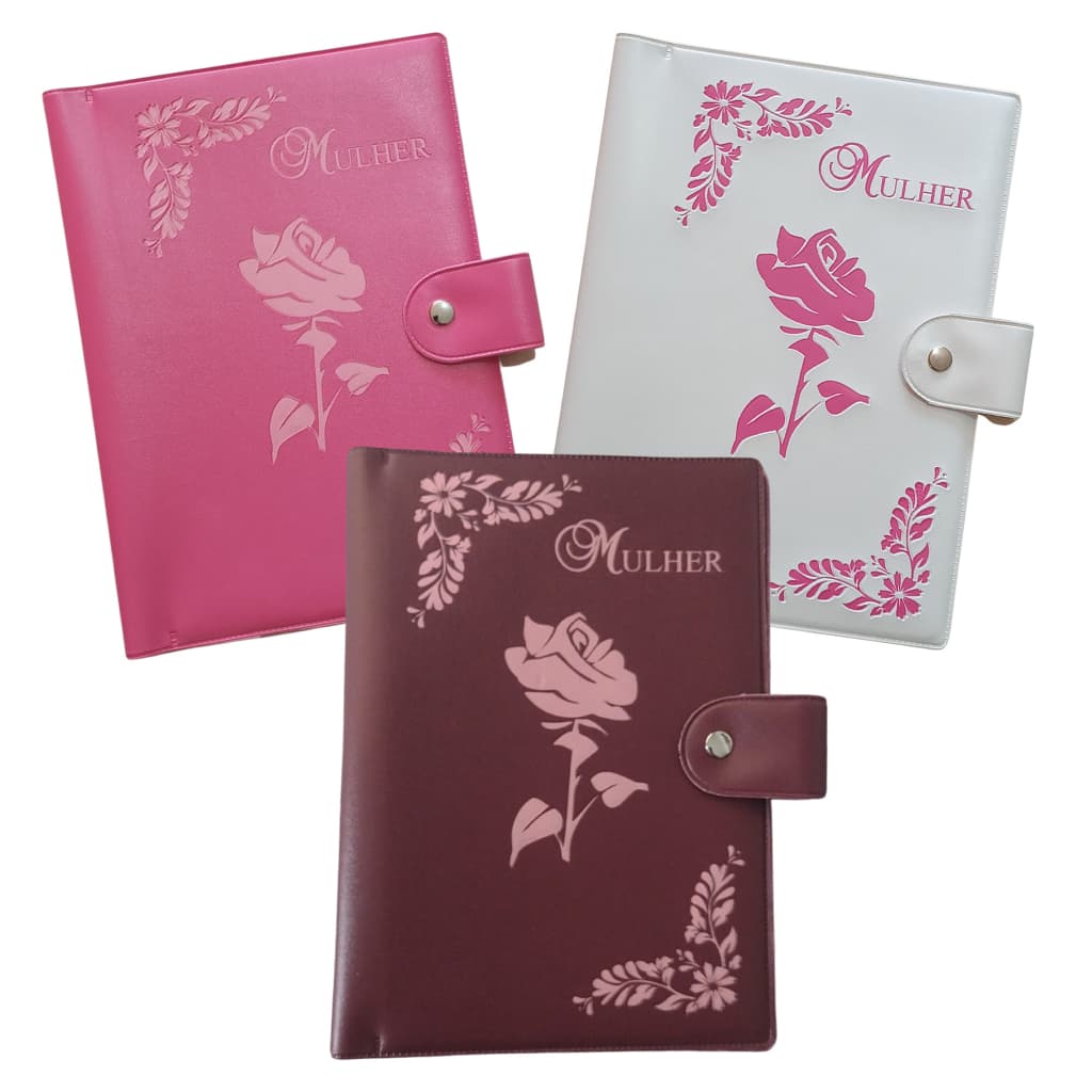 Capa para Bíblia com Botão Feminina - Mulher  | Tamanho Médio - Nº 11