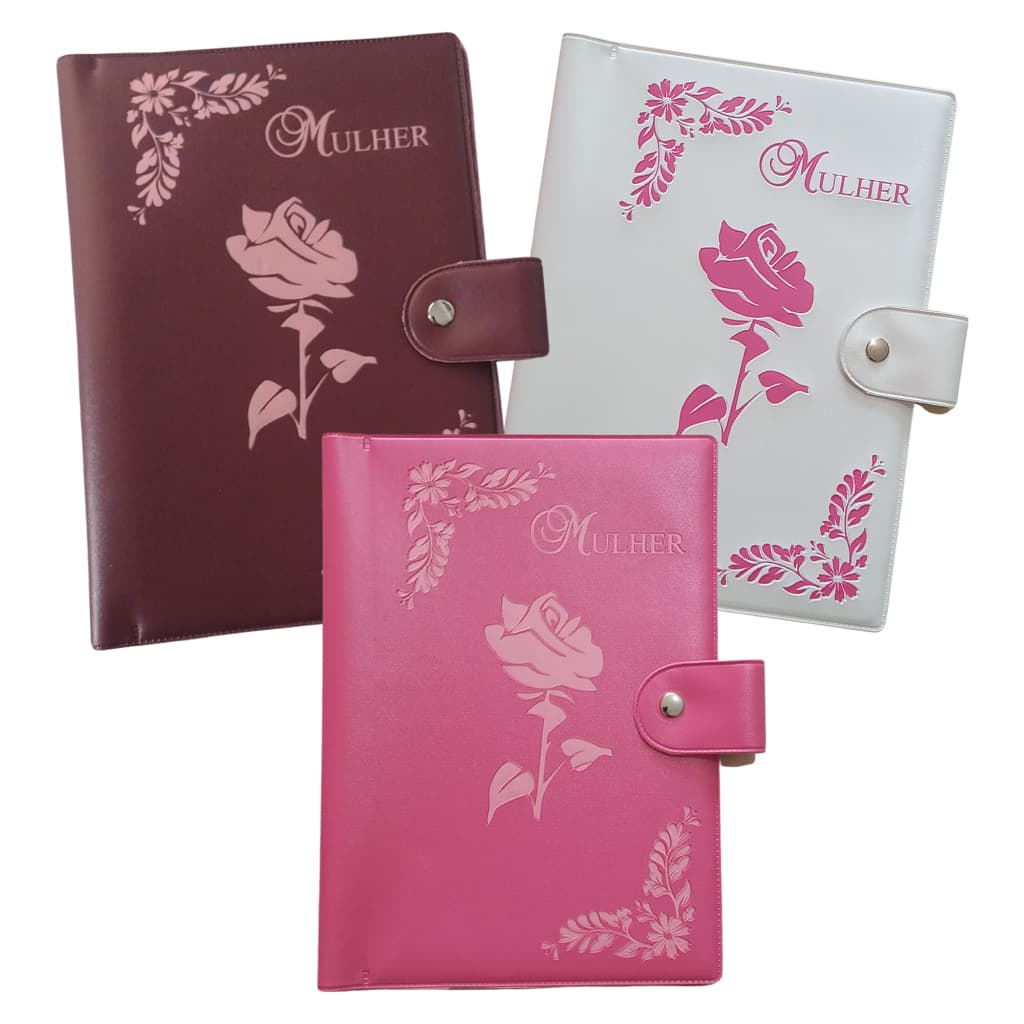 Capa para Bíblia com Botão Feminina - Mulher  | Tamanho Médio - Nº 11