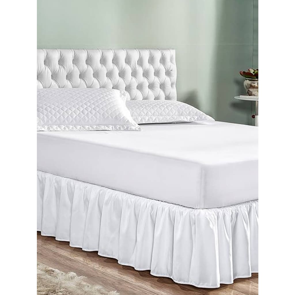 Saia Para Cama Box Ajustavel Solteiro Casal Queen Branca