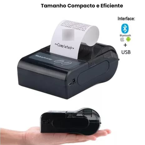 Mini Impressora Térmica Bluetooth Sem fio Portátil 58mm Android Ios