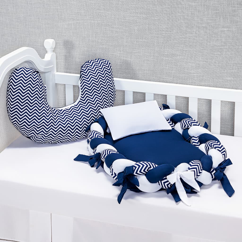 Ninho Trançado Redutor Bebe Berço Azul Marinho Menino