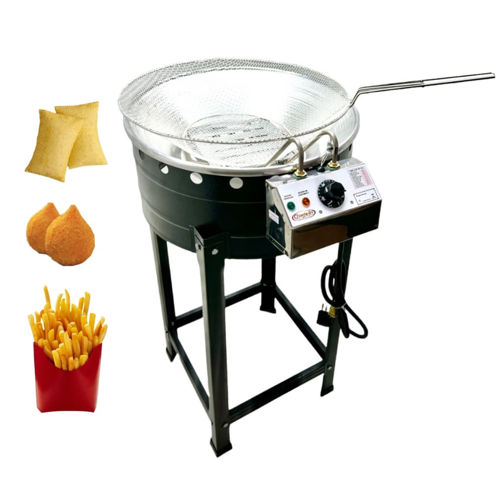 Fritadeira Elétrica Pintada Tacho 10 Litros Com Cesto Em Inox Fritador de Pastel Salgadinhos Frituras Itajobi Fogões
