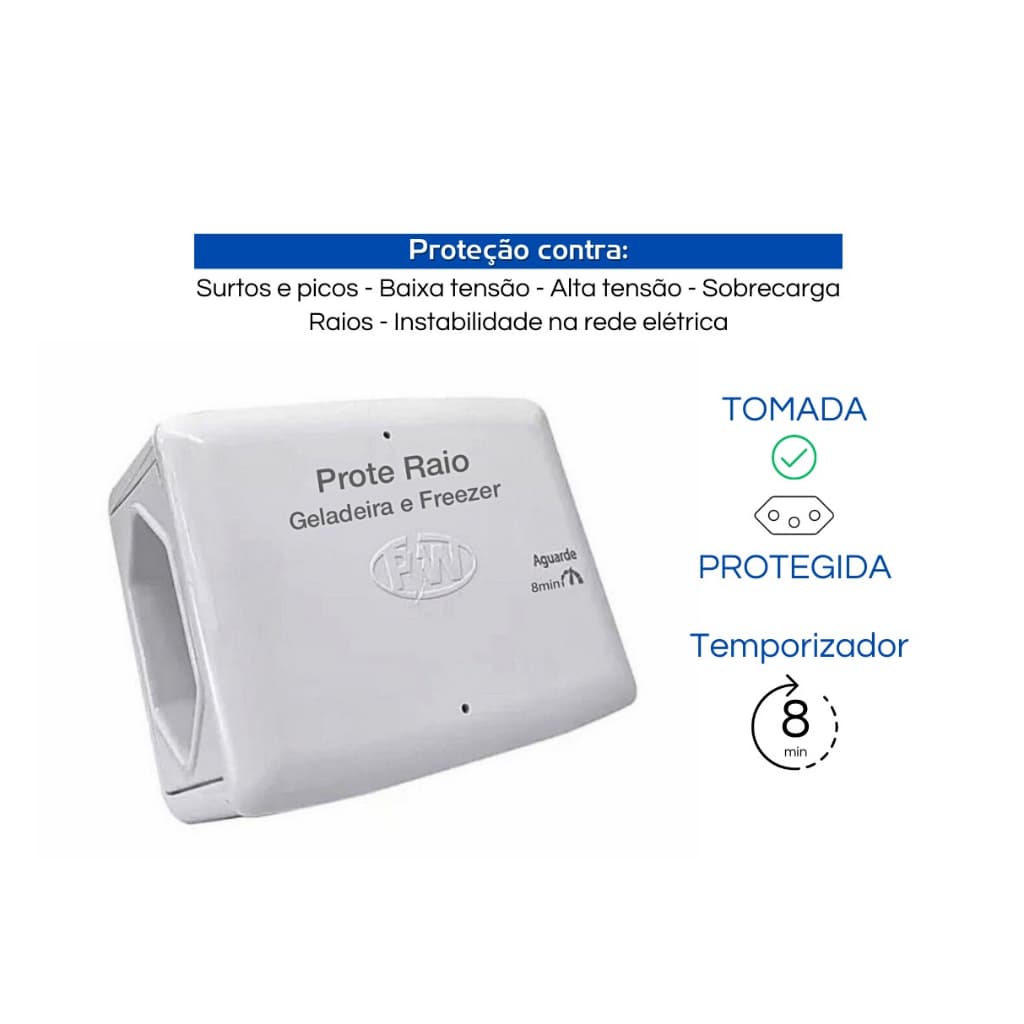 Kit 3 Protetor De Raio picos surto quedas de voltagem Para Geladeira E Freezer ORIGINAL