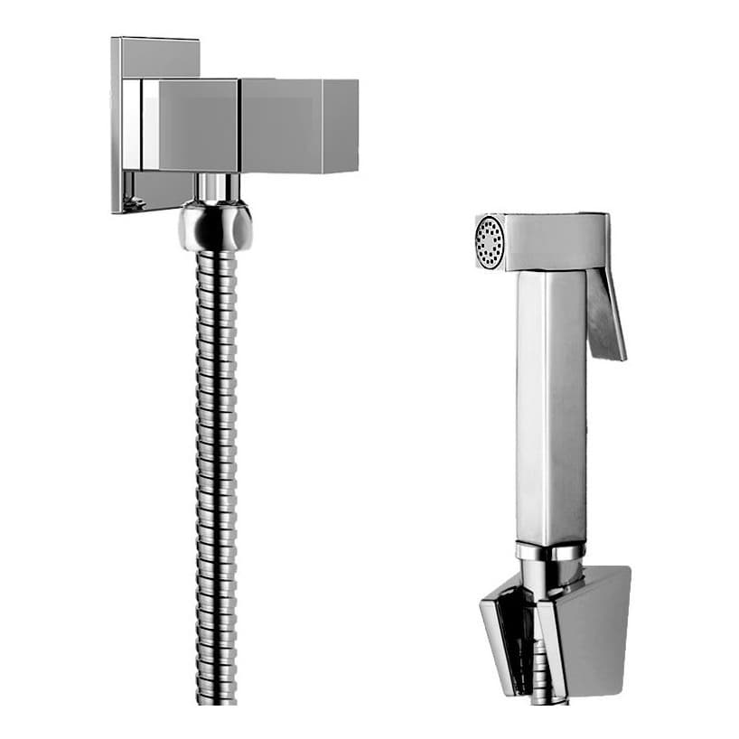 Ducha Higienica Quadrada Em Metal Completa Gatilho Luxo