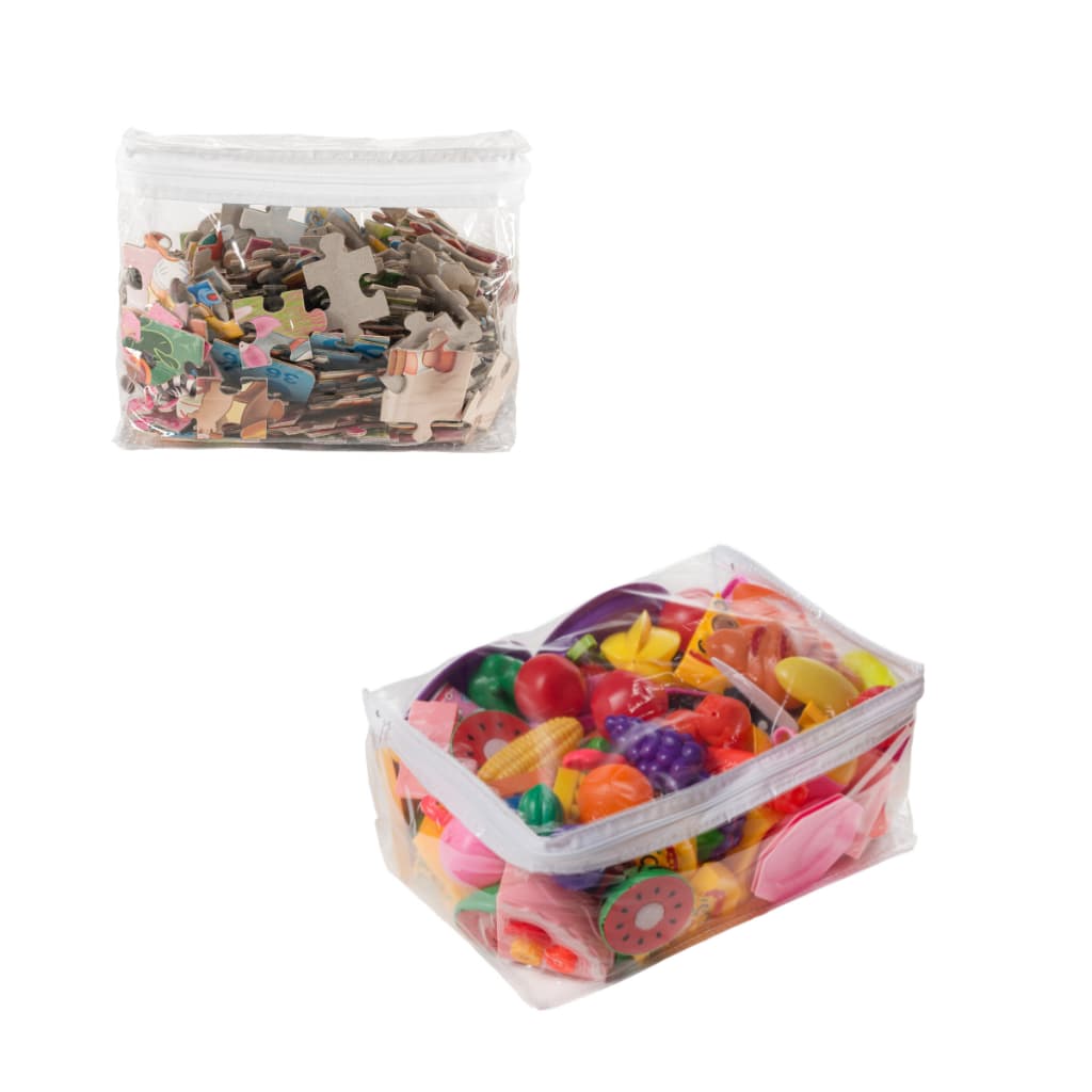 5 Saquinho Organizador Brinquedos E Quebra Cabeça Com Zíper P e M