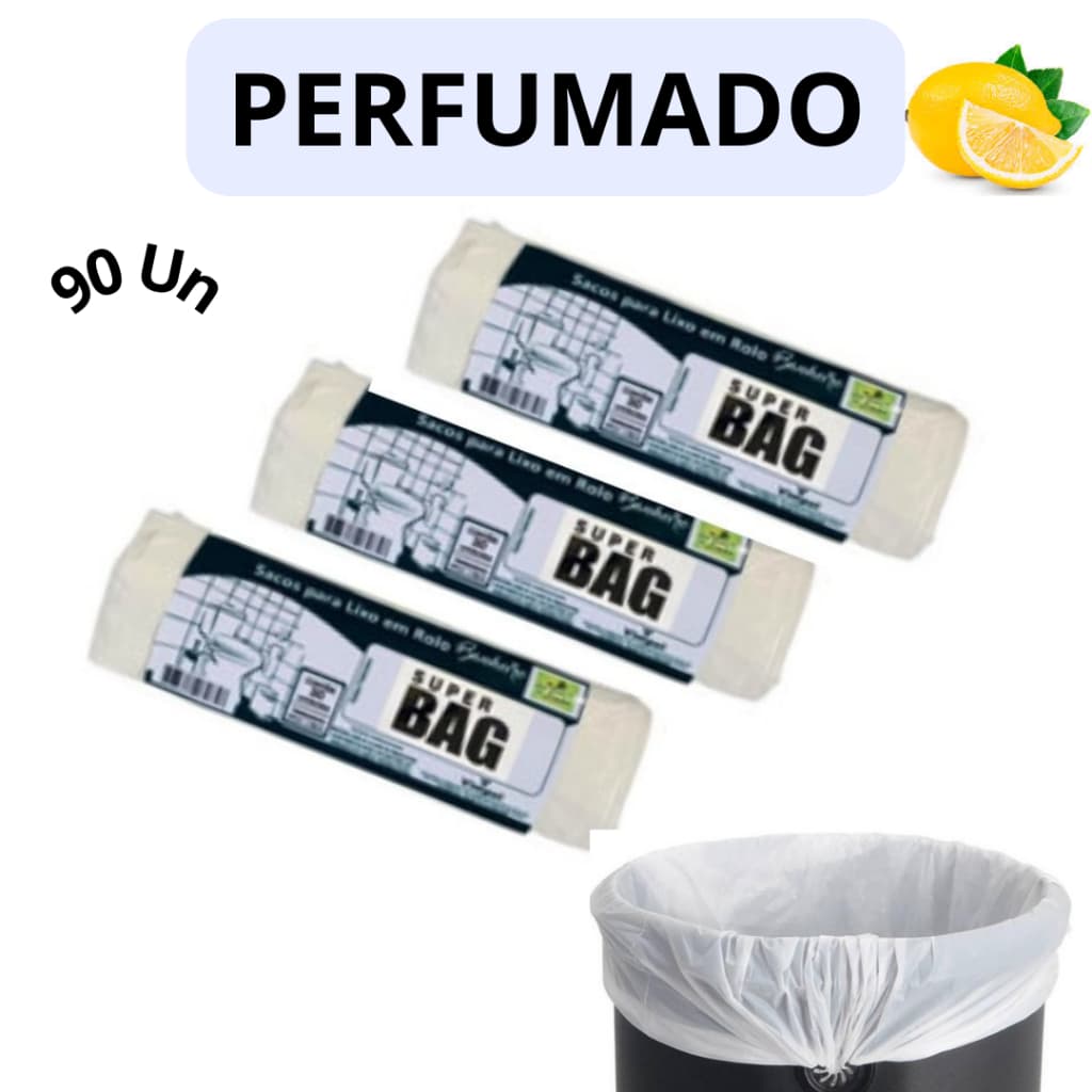 Kit 3 Saco De Lixo 90 Un Para Banheiro Perfumado Limão Anti Odor Econômico