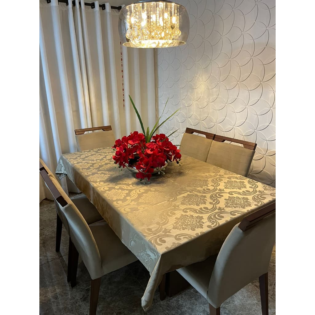 Toalha de Mesa Jacquard Luxo 6 Lugares 2,00x1,40 para Cozinha premium Várias Cores