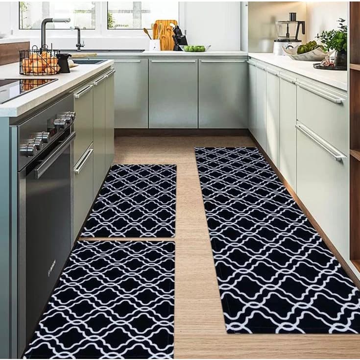 Kit 3 Tapete De Cozinha Passadeira Antiderrapante Premium