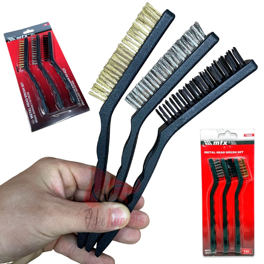 Kit 3 Super Escovas Para Limpeza em Aço Carbono Latão e Nylon MTX 748639