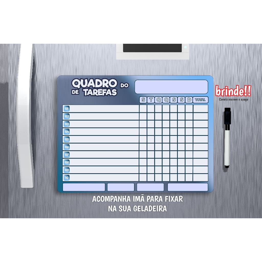 Painel Magnético Quadro Tarefas Apagavél Super Nanny Menino