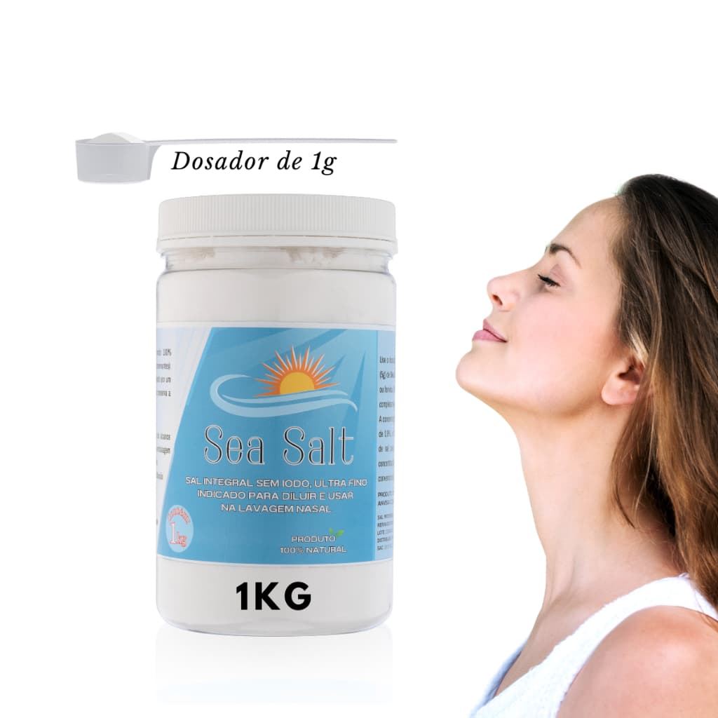 Cloreto de Sódio Para Lavagem Nasal Sem Iodo Pote C/ 1Kg Com Colher Dosadora 1g