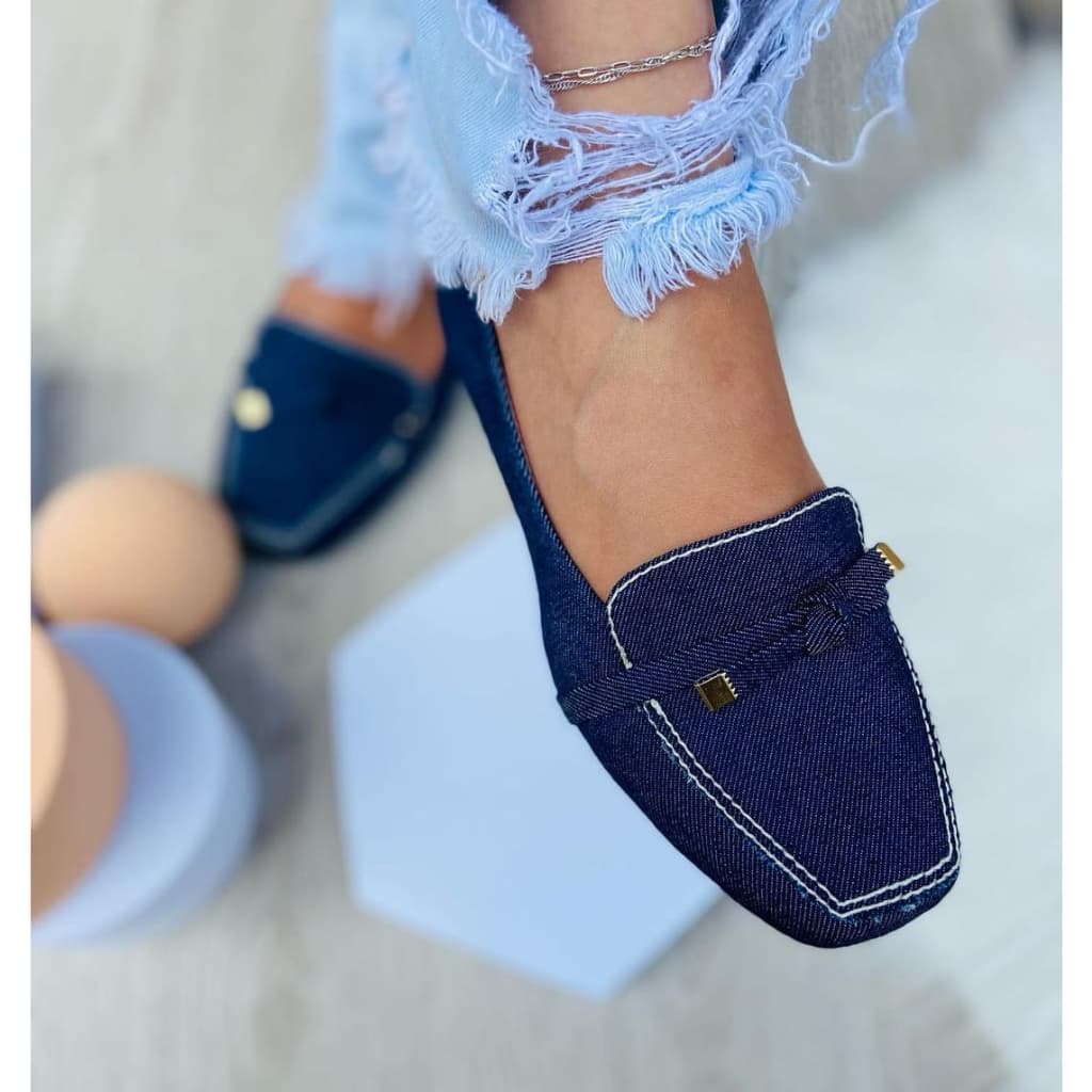 SAPATILHA MOCASSIM BICO QUADRADO CONFORTAVEL TENDENCIA